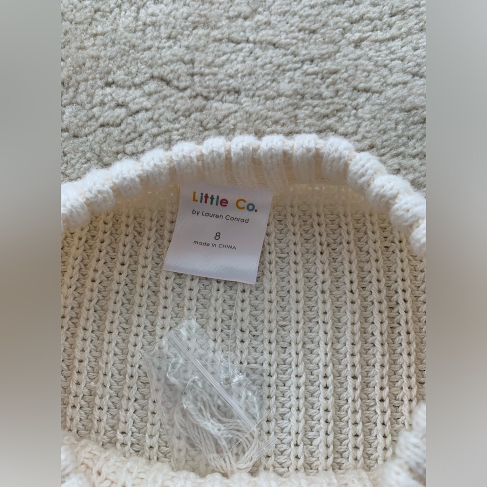 Little Co. NWT Size 8 Ivory Cable Knit Sweater - Picture 3 of 6